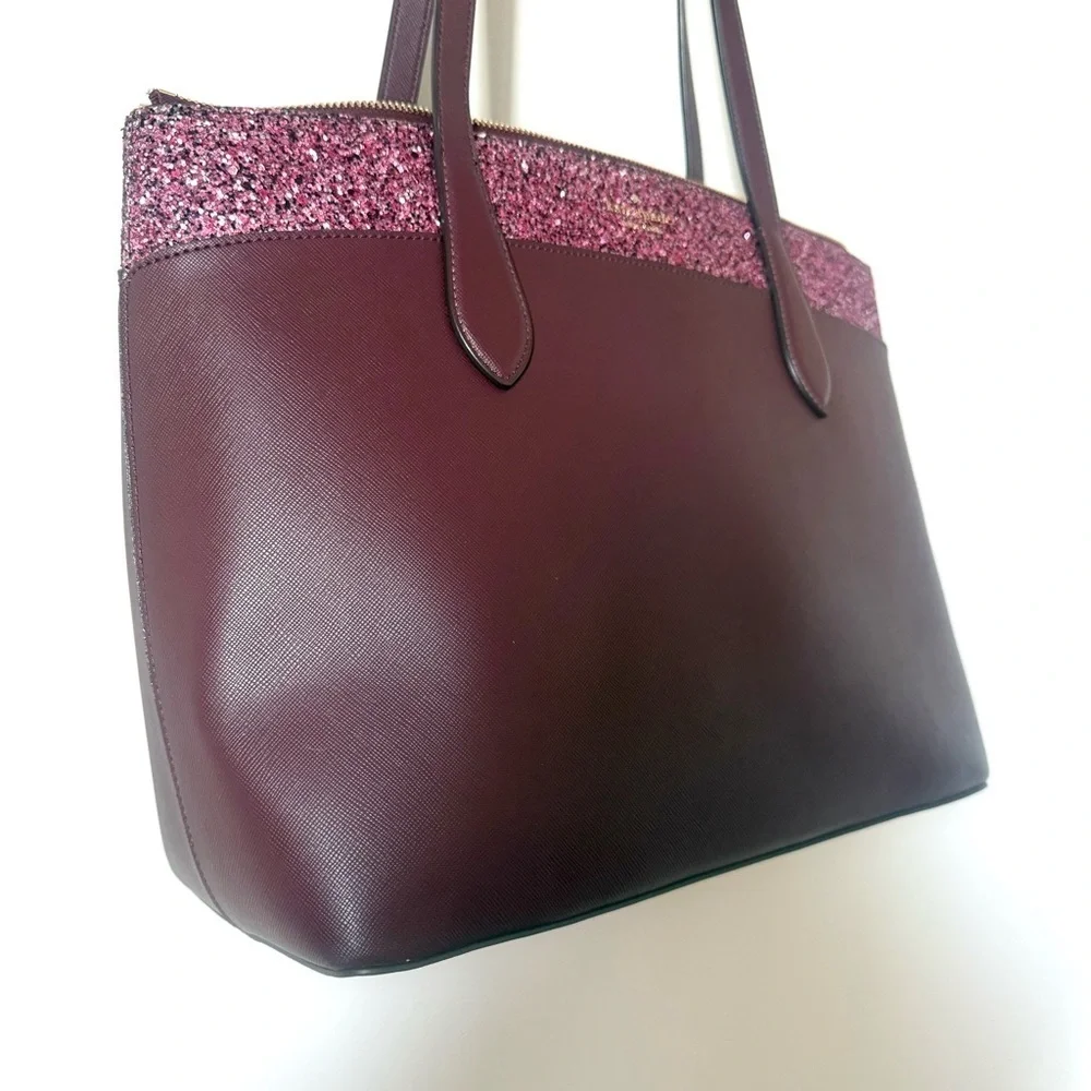 Kate Spade Burgundy Holiday Glam Accent Tote Shoulder Bag